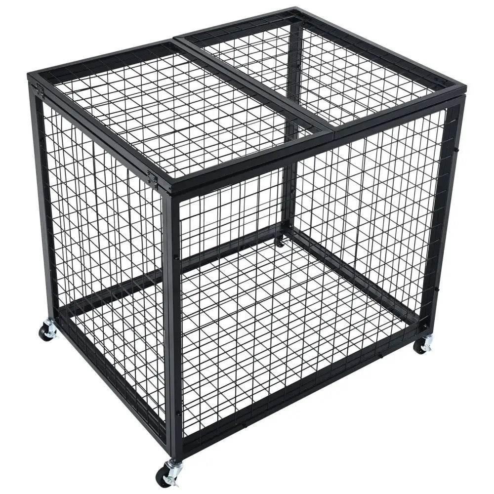 Ultimate Black Mesh Cart with Swivel Wheels and Rolling Cage Action - Estalios