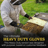 Beekeeping gloves and hive.