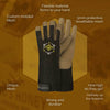 Beekeeping gloves with mesh forearm protection.