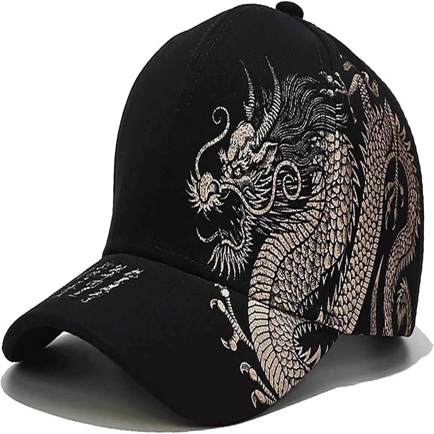 Unleash Bold Style with Dragon-Embroidered Black Baseball Cap - Estalios