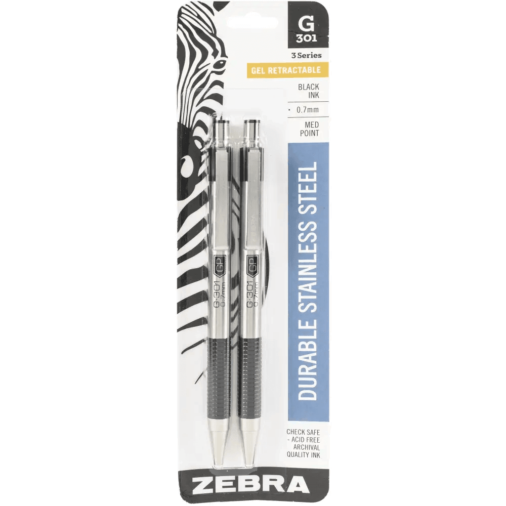 Unleash Bold Writing with Two Zebra G-301 Retractable Gel Pens - Estalios