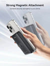 Magnetic wireless power bank attached to a phone.