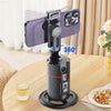 Black phone holder with 360-degree rotation.