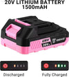 Pink and black 20V lithium battery.