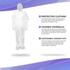 Unleash Total Protection Suit Shield: Spacious Fit Coverall! Here is the Product Description: Step Into Confidence with our White Hooded Disposable Coverall - Estalios
