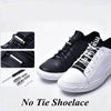 No-tie shoelaces with metal fasteners.