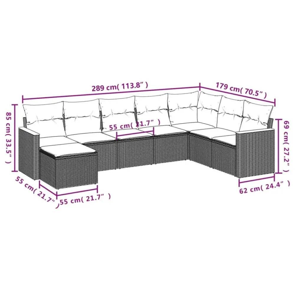 vidaXL 8 Piece Patio Sofa Set with Cushions Comfortable Design - Estalios