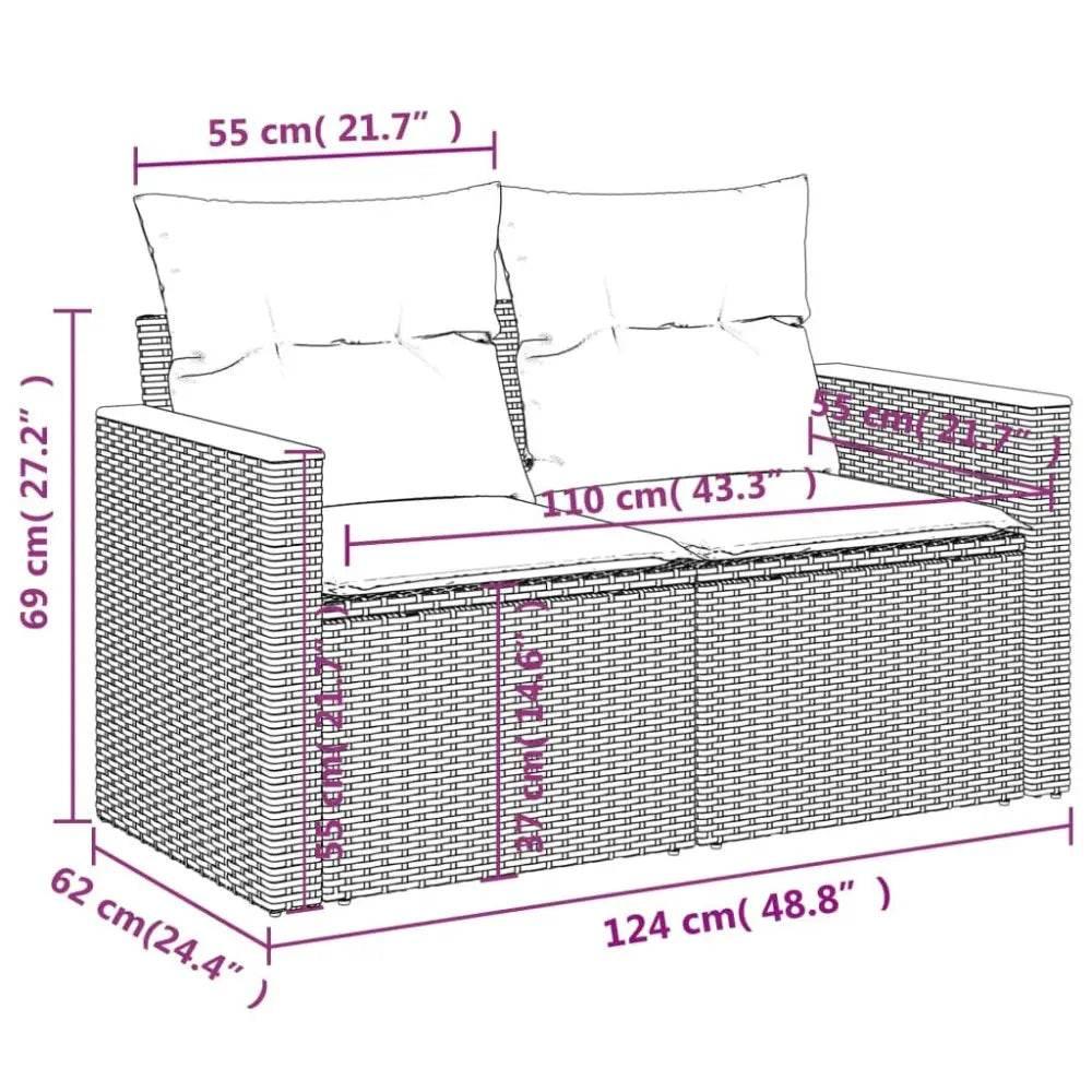 vidaXL 8 Piece Patio Sofa Set with Cushions Comfortable Design - Estalios