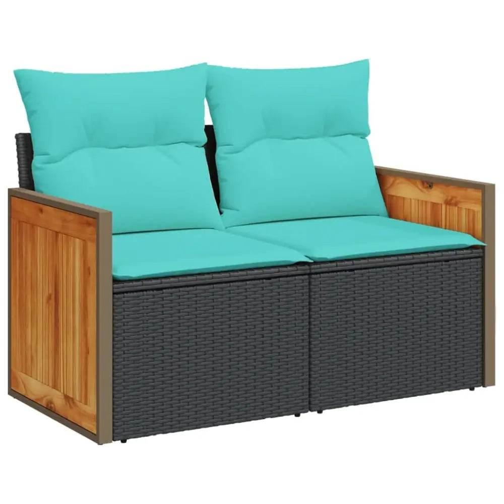 vidaXL Patio Sofa Set Black PE rattan Medium Adjustable Feet - Estalios