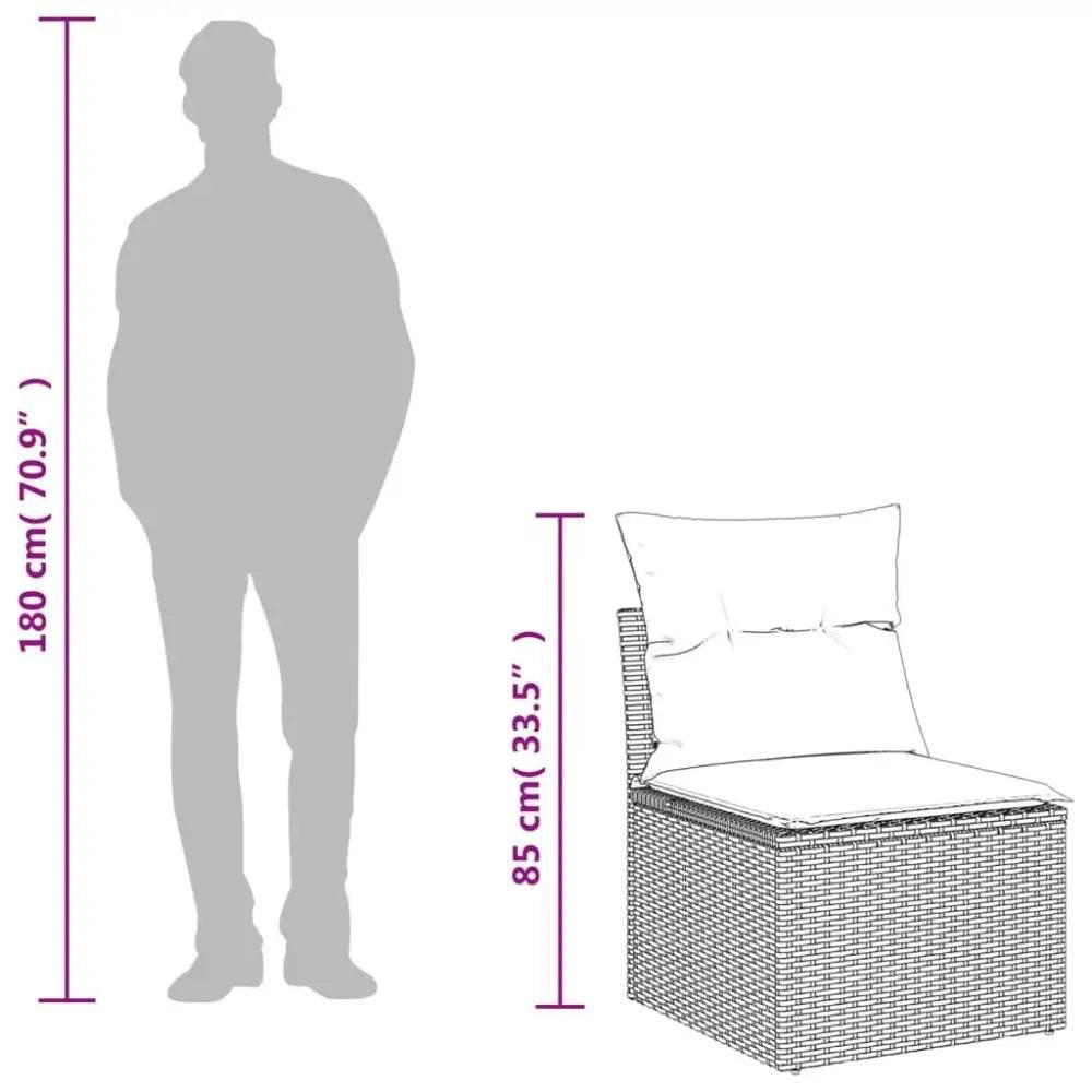 vidaXL Patio Sofa Set Black PE rattan Medium Adjustable Feet - Estalios