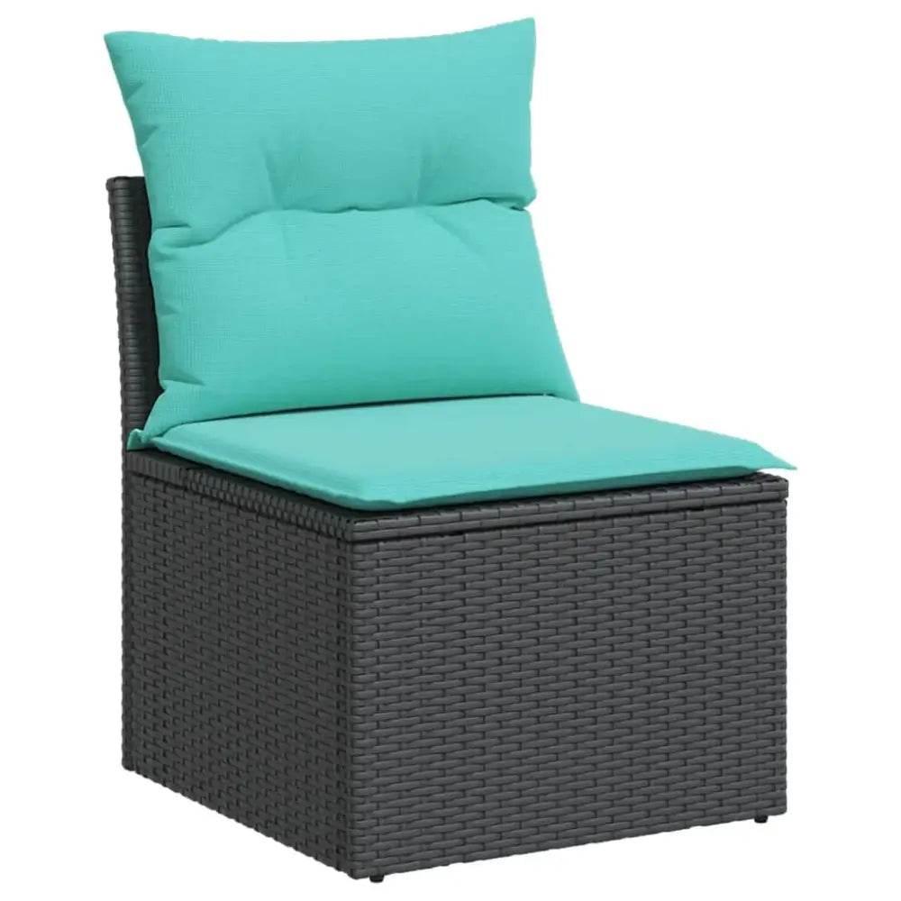 vidaXL Patio Sofa Set Black PE rattan Medium Adjustable Feet - Estalios