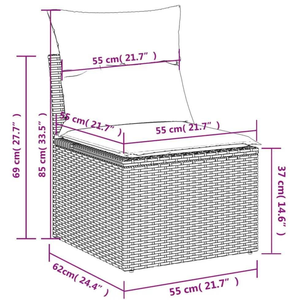 vidaXL Patio Sofa Set Black PE rattan Medium Adjustable Feet - Estalios