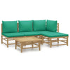 vidaXL Garden Lounge Set Natural Bamboo, Green Bamboo, Polyester Medium - Estalios
