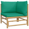 vidaXL Garden Lounge Set Natural Bamboo, Green Bamboo, Polyester Medium - Estalios