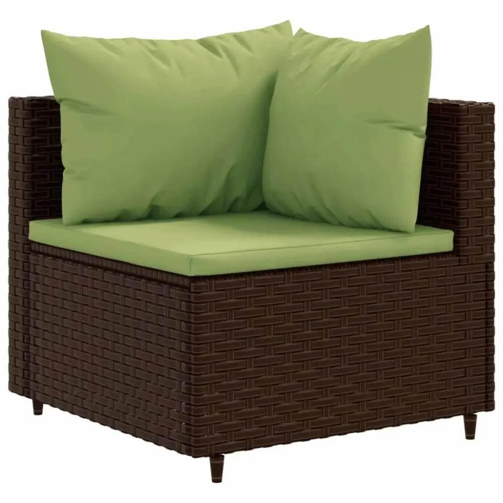 vidaXL Patio Lounge Set Brown PE rattan, powder-coated steel, polyester - Estalios