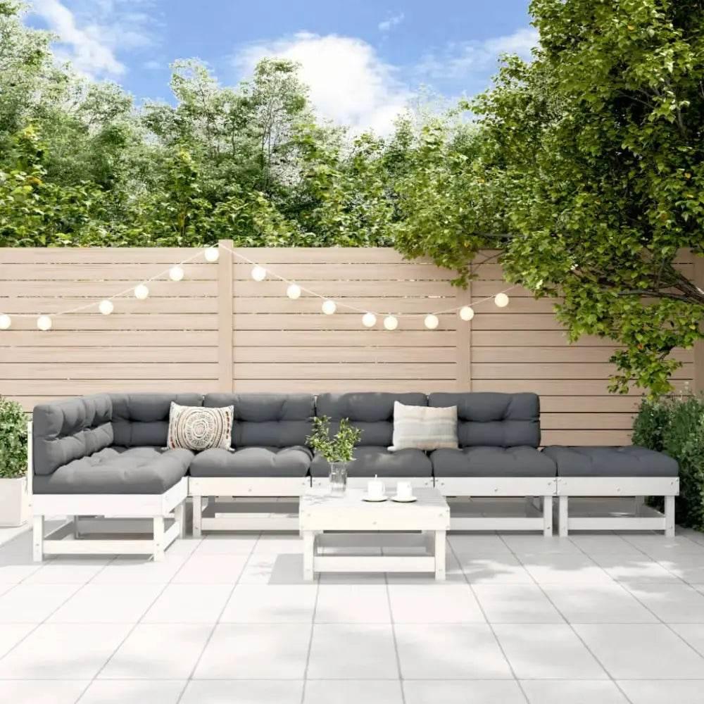 vidaXL Garden Lounge Set White Solid Pine Wood Large Modular - Estalios