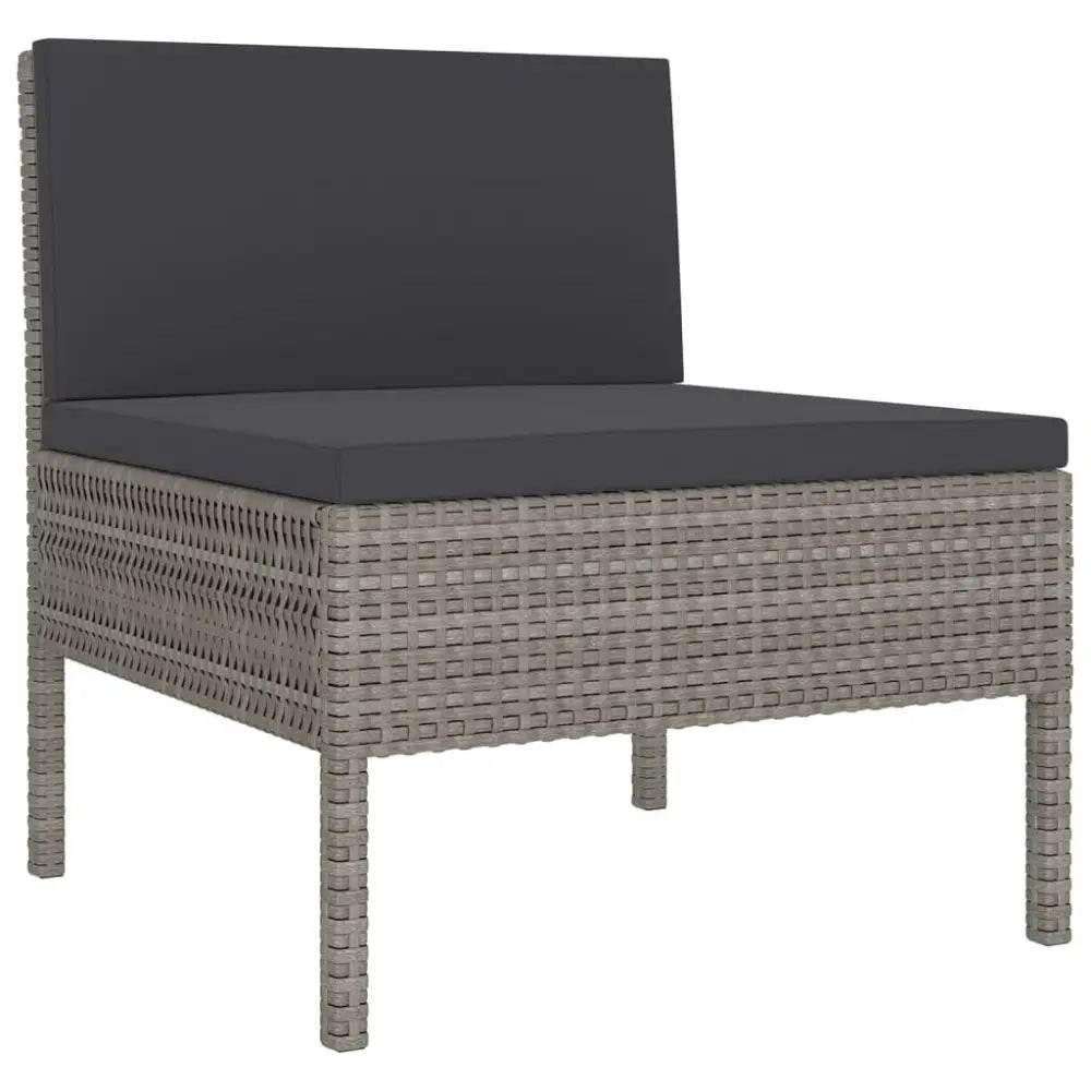vidaXL Garden Lounge Set Grey PE Rattan Large Adjustable Armrests - Estalios