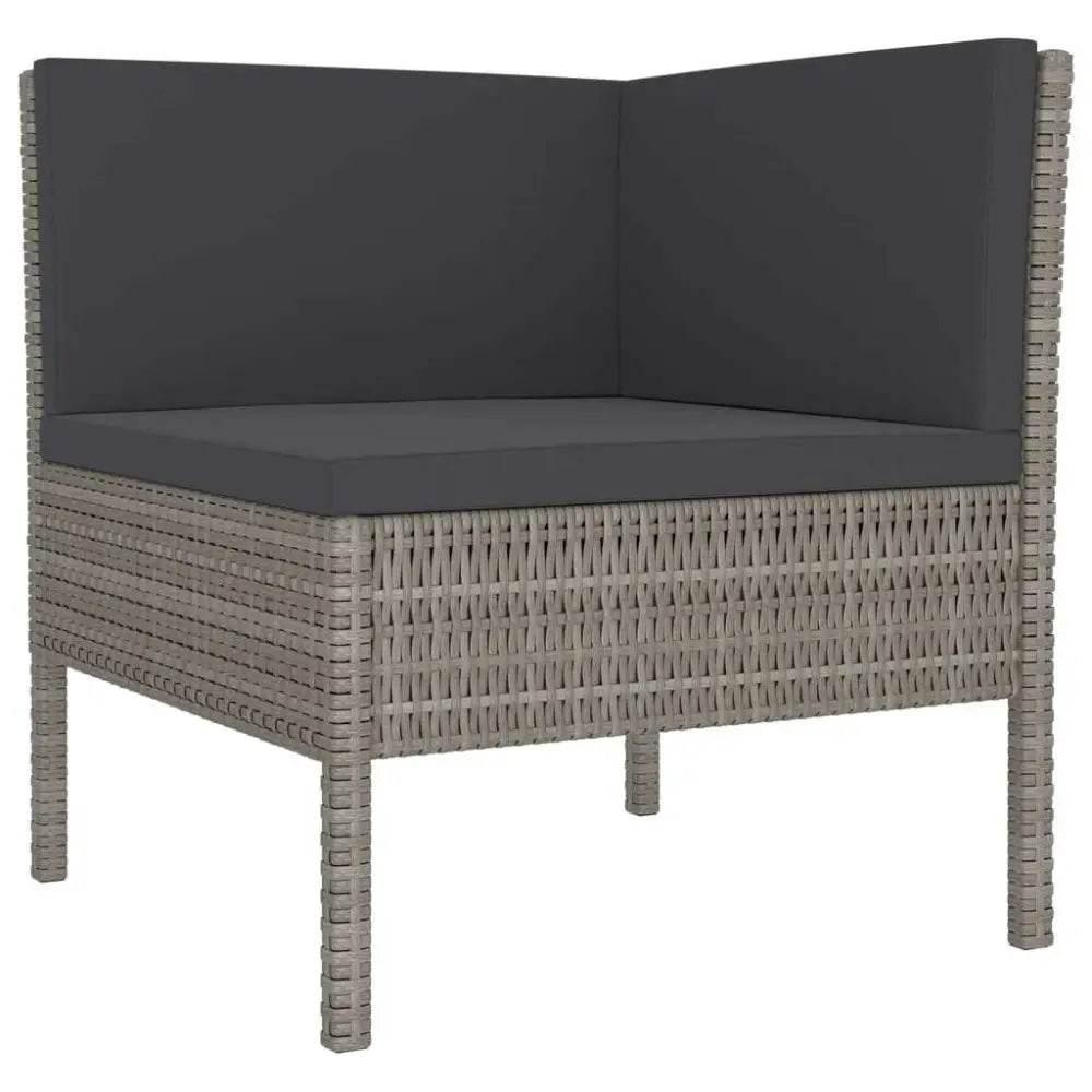 vidaXL Garden Lounge Set Grey PE Rattan Large Adjustable Armrests - Estalios