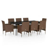 vidaXL Garden Dining Set Brown PE rattan Durable Garden Dining Set - Estalios