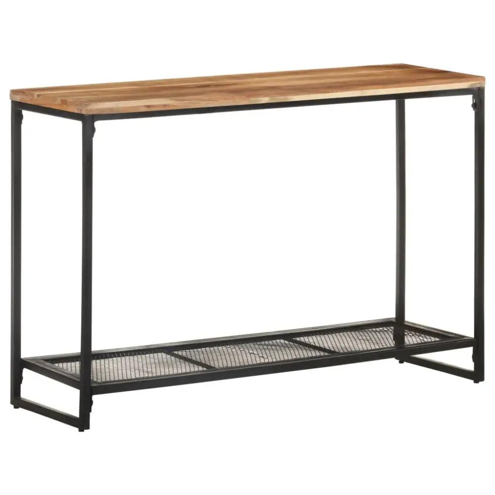 vidaXL Console Table Natural wood and black Solid acacia wood, iron - Estalios