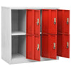vidaXL Locker Cabinet Set of 2 Light grey and red Steel Locker Cabinet - Estalios