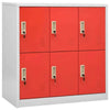 vidaXL Locker Cabinet Set of 2 Light grey and red Steel Locker Cabinet - Estalios