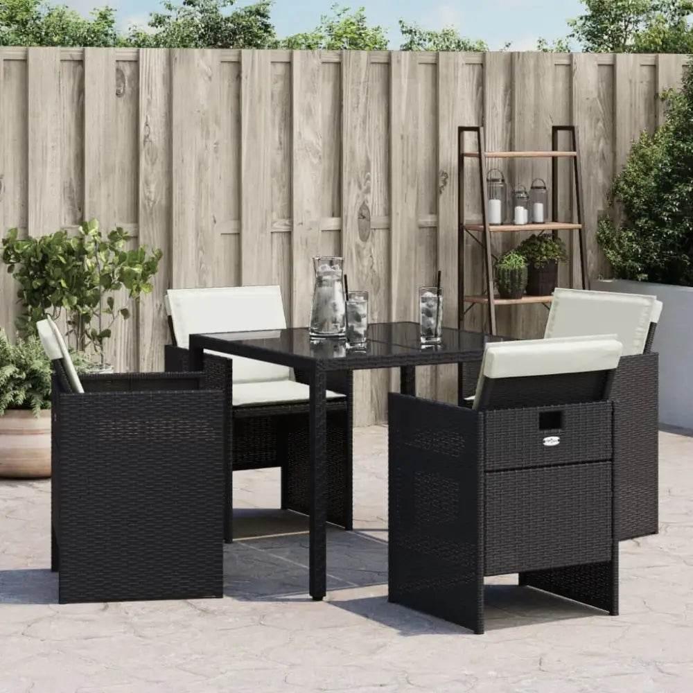 vidaXL Patio Chair Black PE rattan, Powder-coated steel Foldable - Estalios