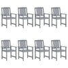 Acacia Wood Throne Room: 8 Gray & Green Armchairs - Estalios