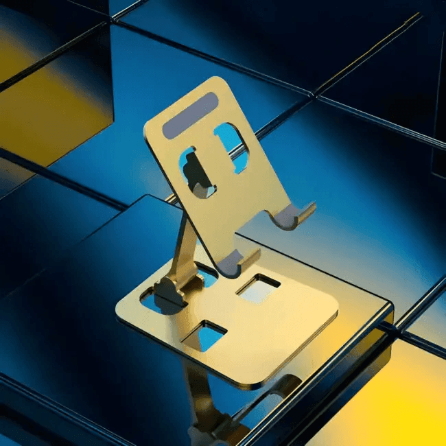 Modern Gold and Silver Aluminum Stand for Stylish Viewing - Estalios