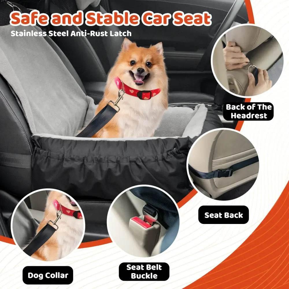 Pawsome Rides: The Ultimate Dog Car Seat! Keep your furry friend safe and comfy on every adventure with our Black and Gray Dog Car Seat. Designed - Estalios