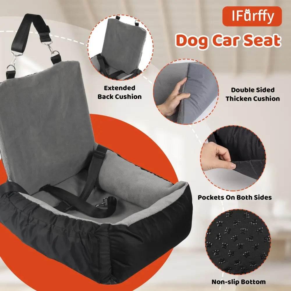 Pawsome Rides: The Ultimate Dog Car Seat! Keep your furry friend safe and comfy on every adventure with our Black and Gray Dog Car Seat. Designed - Estalios