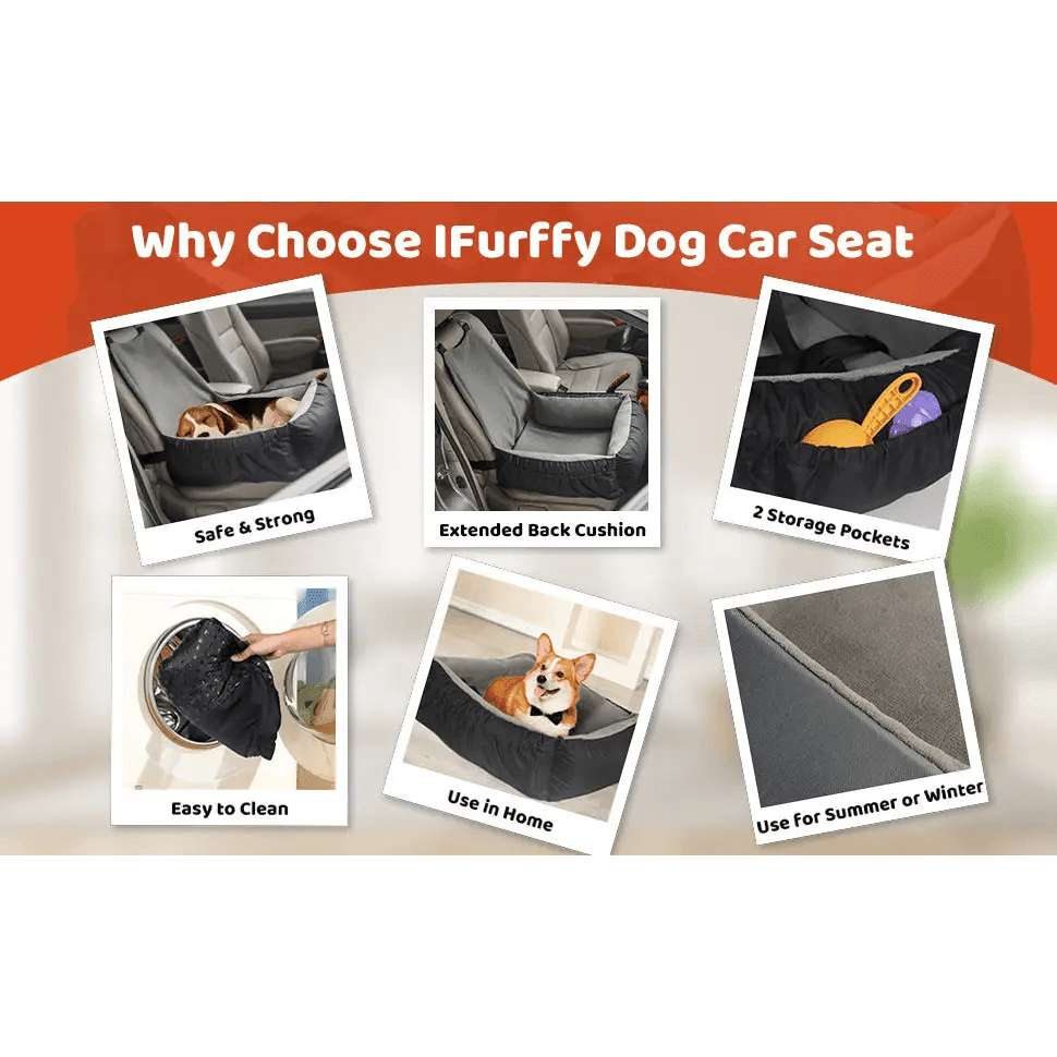 Pawsome Rides: The Ultimate Dog Car Seat! Keep your furry friend safe and comfy on every adventure with our Black and Gray Dog Car Seat. Designed - Estalios
