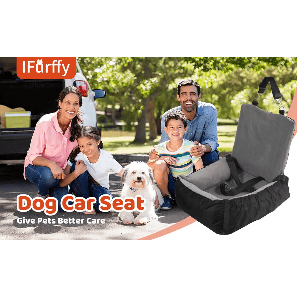 Pawsome Rides: The Ultimate Dog Car Seat! Keep your furry friend safe and comfy on every adventure with our Black and Gray Dog Car Seat. Designed - Estalios