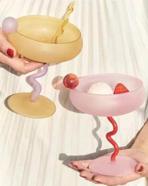 Whimsical Eclectic Dessert Dish with Colorful Cups for Fun - Estalios