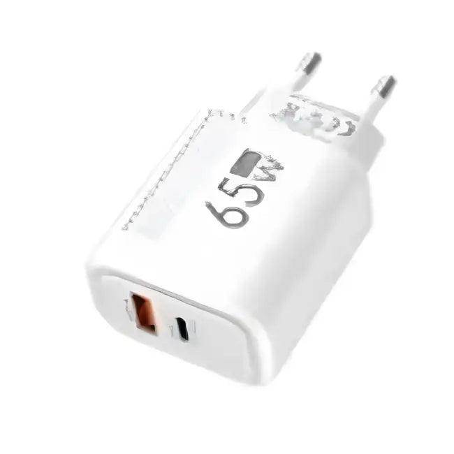 High-Speed White and Black 65W GaN USB Charger - Estalios