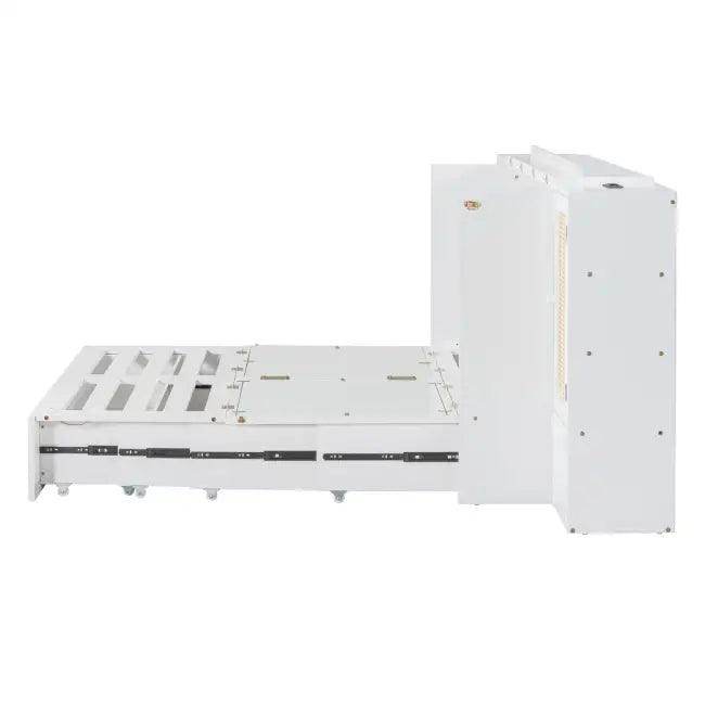 Sleek White Murphy Bed With Smart Storage Solution - Estalios