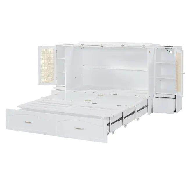 Sleek White Murphy Bed With Smart Storage Solution - Estalios