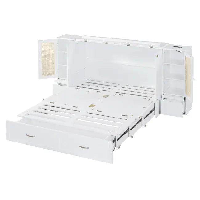 Sleek White Murphy Bed With Smart Storage Solution - Estalios