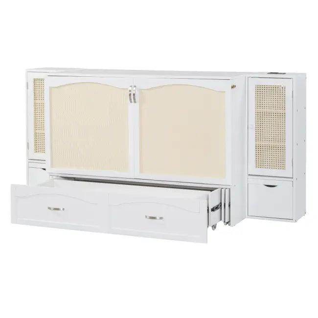 Sleek White Murphy Bed With Smart Storage Solution - Estalios