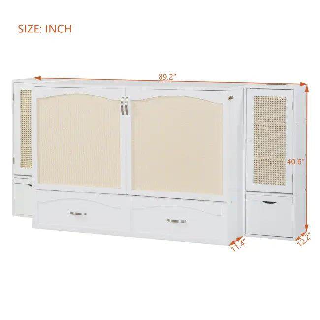 Sleek White Murphy Bed With Smart Storage Solution - Estalios