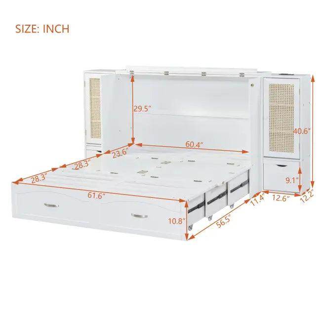Sleek White Murphy Bed With Smart Storage Solution - Estalios