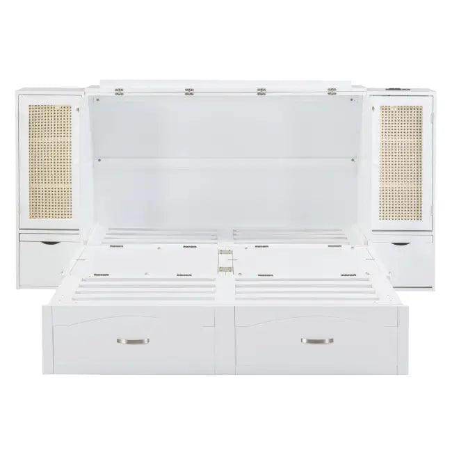 Sleek White Murphy Bed With Smart Storage Solution - Estalios