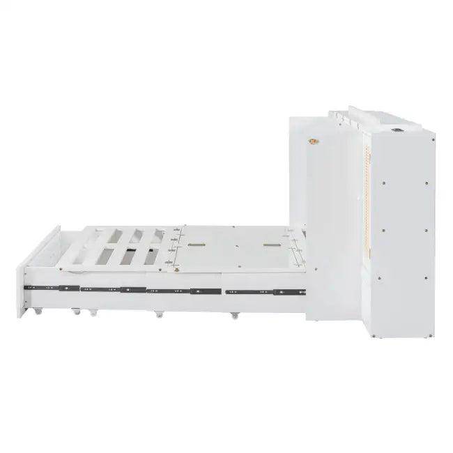 Sleek White Murphy Bed With Smart Storage Solution - Estalios