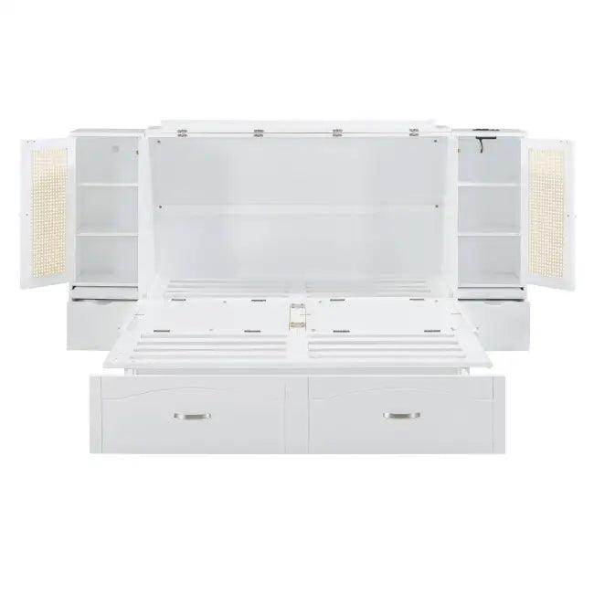 Sleek White Murphy Bed With Smart Storage Solution - Estalios