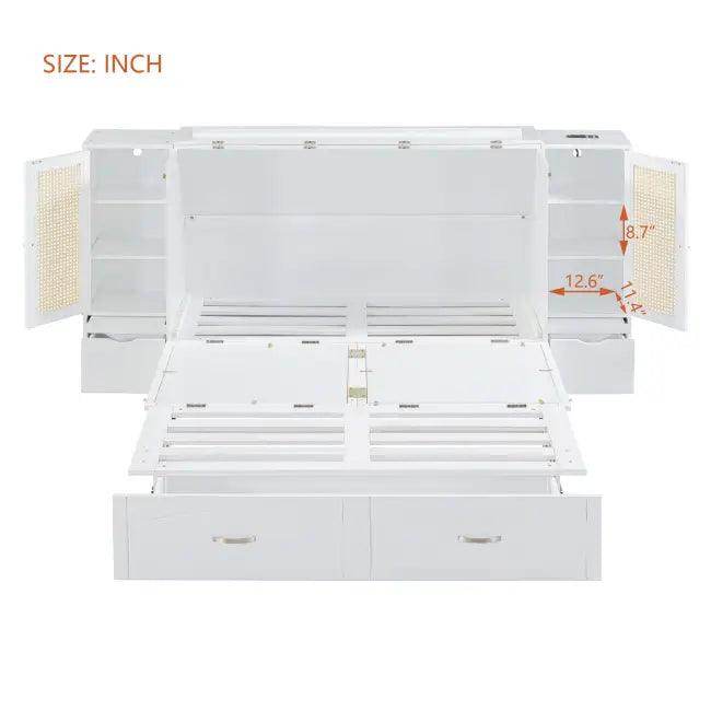 Sleek White Murphy Bed With Smart Storage Solution - Estalios