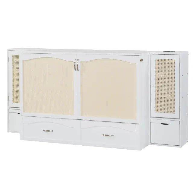 Sleek White Murphy Bed With Smart Storage Solution - Estalios