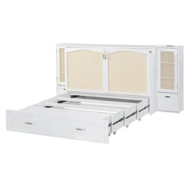 Sleek White Murphy Bed With Smart Storage Solution - Estalios