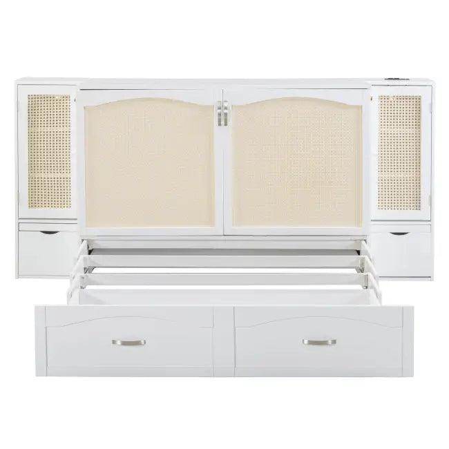 Sleek White Murphy Bed With Smart Storage Solution - Estalios