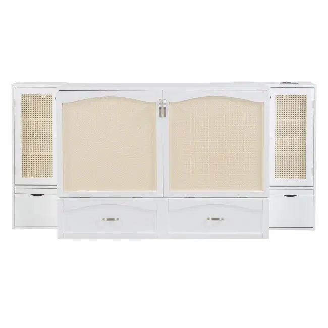 Sleek White Murphy Bed With Smart Storage Solution - Estalios