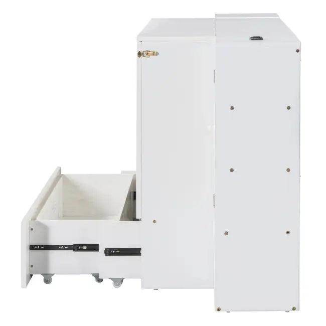Sleek White Murphy Bed With Smart Storage Solution - Estalios